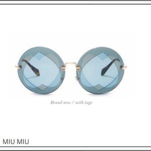 MIU MIU 62mm Layered Blue Heart Round Sunglasses
